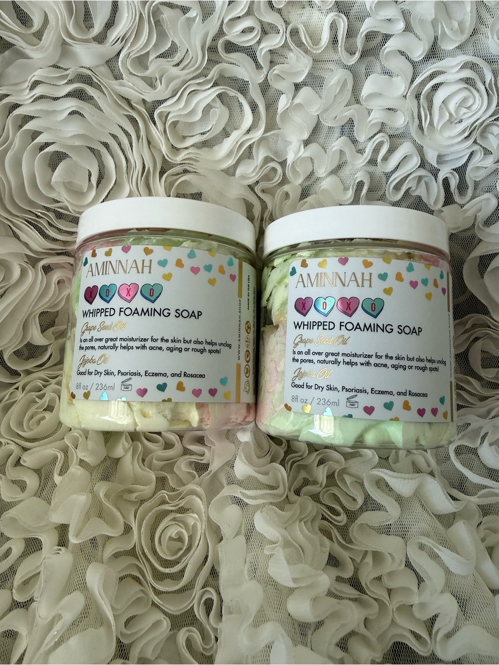 BNWT! Aminnah Whipped Foaming Soap - Pastel Multi-Color xoxo 2 pack